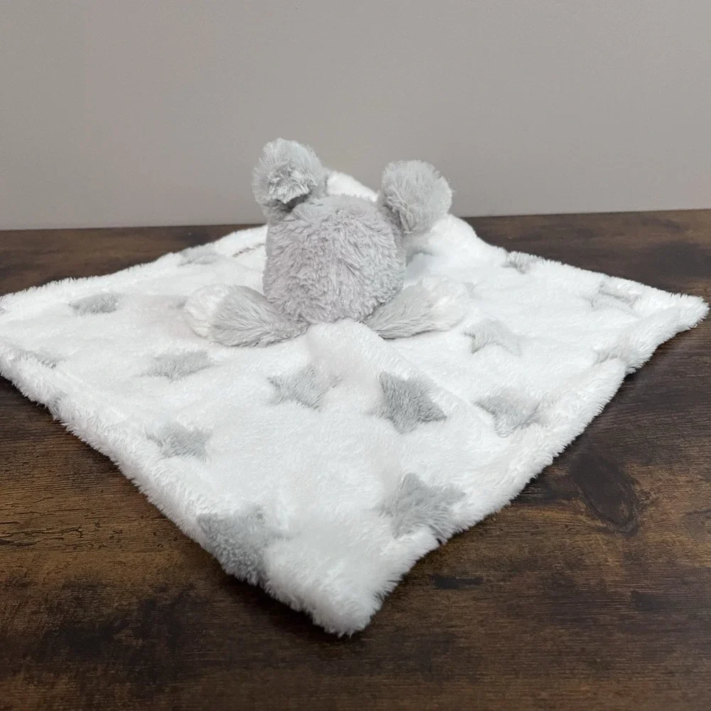 Blankets and Beyond Puppy Dog Lovey White With Gray Stars